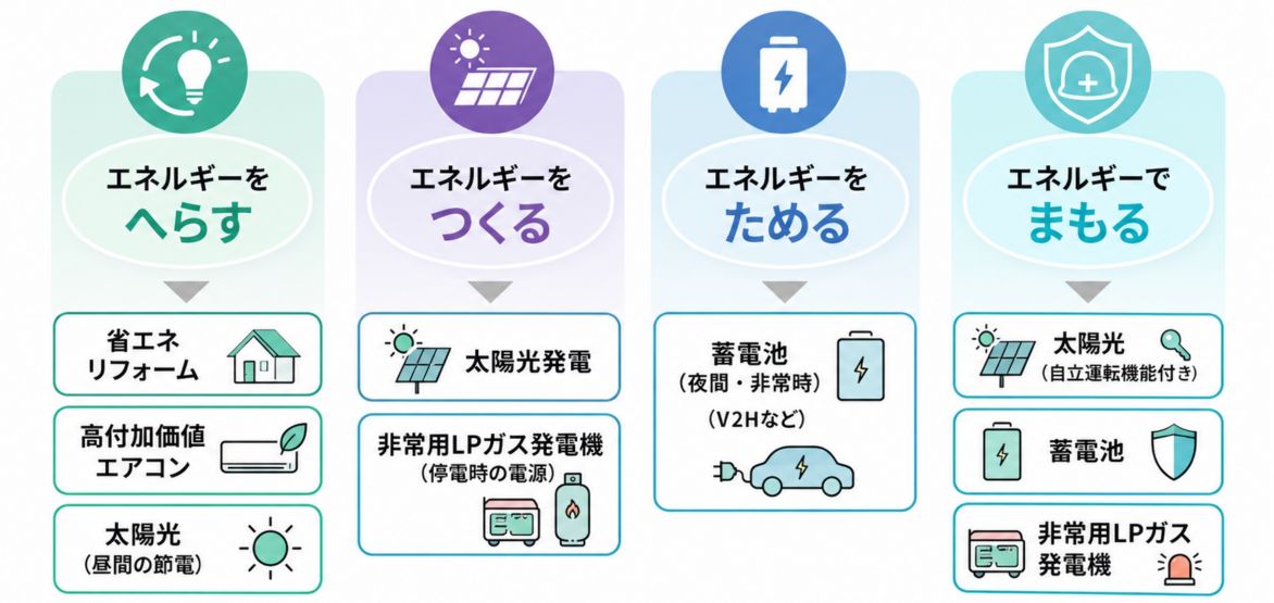 エネマネリフォームのエネルギーフロー図解